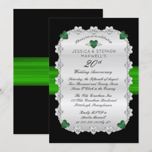 Invitación Evolución de diamantes Aniversario Verde del 20° B