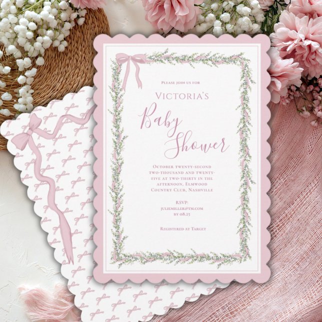 Invitación Evolución de la cinta rosa Elegante Baby Shower (Subido por el creador)
