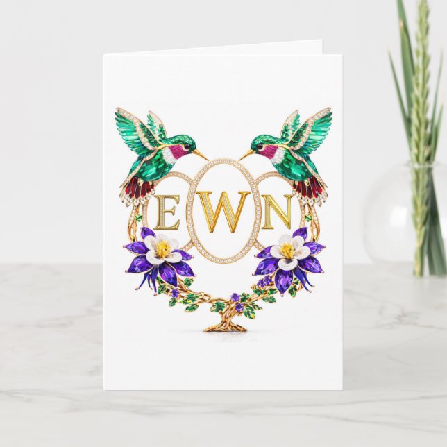 Invitación EWN Hummingbird Wedding Any Letters Custom Folded (Anverso)