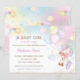Invitación Exagerados globos de unicornio arcoiris Baby Showe