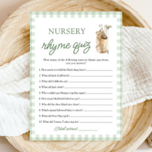Invitación Examen de Rimas Infantiles para Baby Shower Verde