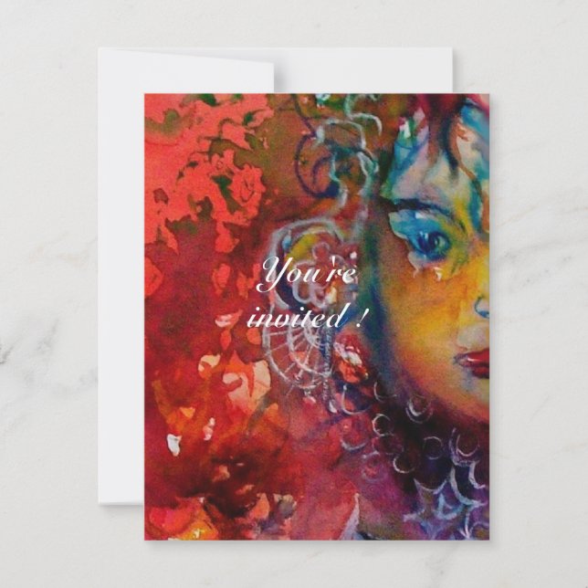 Invitación EXCALIBUR 1, rojo brillante, rosa morado (Anverso)