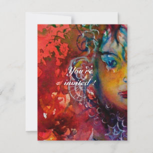 Invitación EXCALIBUR 1, rojo brillante, rosa morado