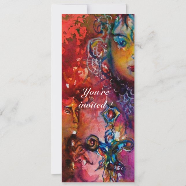 Invitación EXCALIBUR 2, rojo brillante, rosa morado (Anverso)