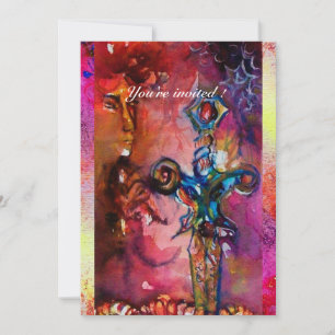Invitación EXCALIBUR 2, rojo brillante, rosa morado