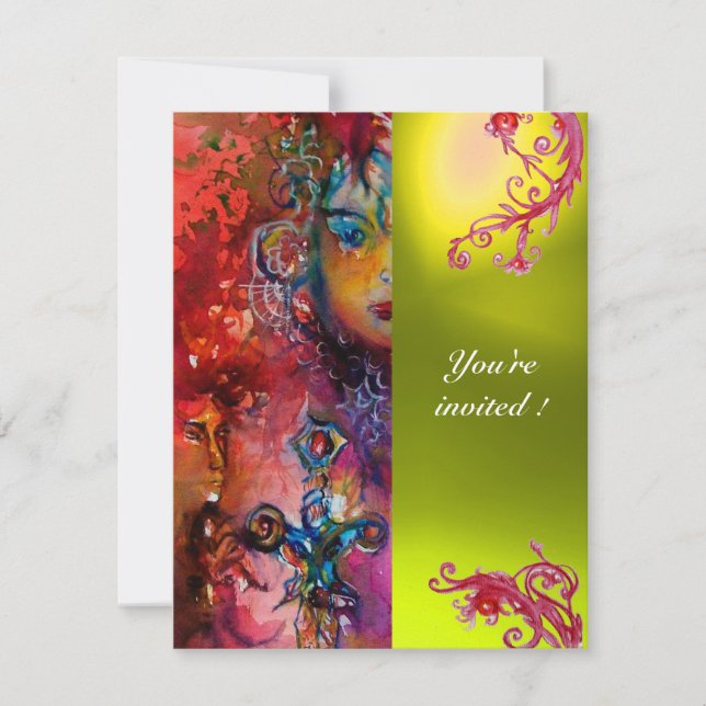 Invitación EXCALIBUR gema rojo brillante , rosa azul naranja  (Anverso)