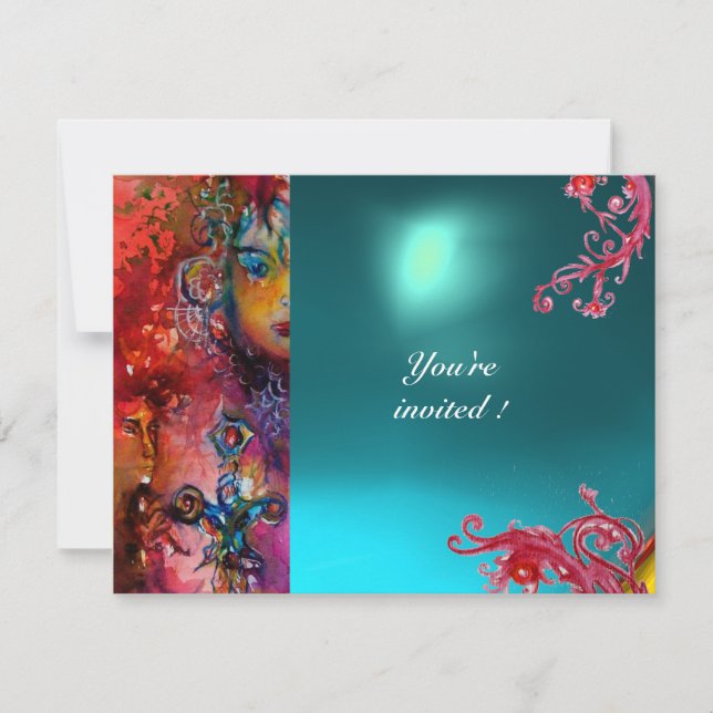 Invitación EXCALIBUR gema rojo brillante , rosa azul naranja  (Anverso)