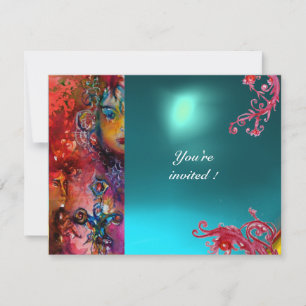 Invitación EXCALIBUR gema rojo brillante , rosa azul naranja 