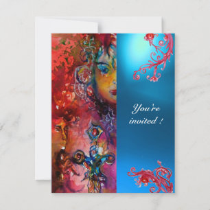 Invitación EXCALIBUR gema rojo brillante , rosa azul naranja