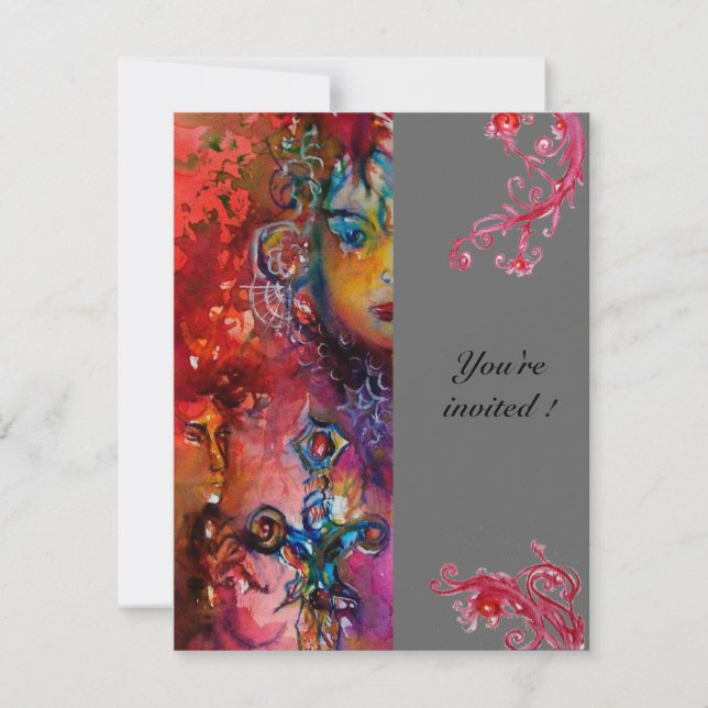 Invitación EXCALIBUR , gris rojo brillante (Anverso)