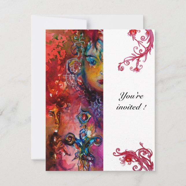 Invitación EXCALIBUR, rojo blanco brillante (Anverso)