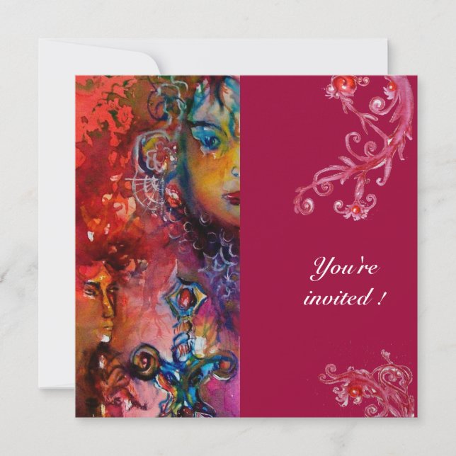 Invitación EXCALIBUR , rojo brillante , (Anverso)