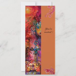 Invitación EXCALIBUR, rojo brillante, amarillo rosa azul