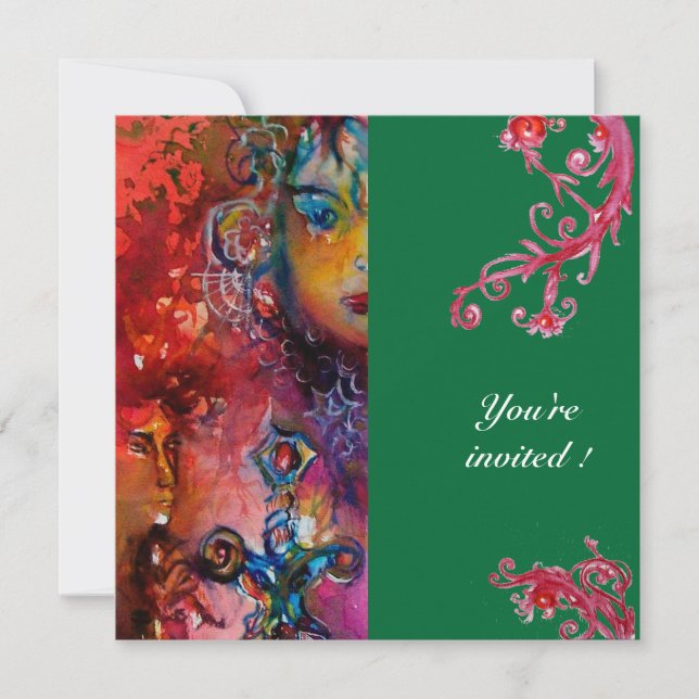 Invitación EXCALIBUR , rojo brillante, azul (Anverso)
