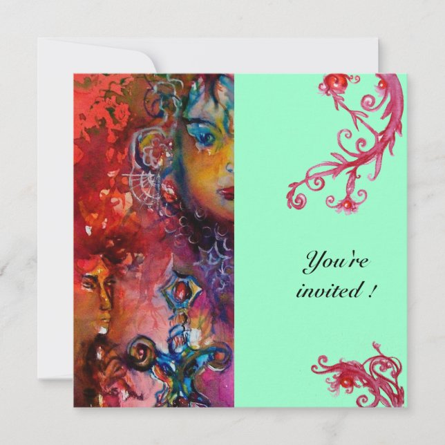 Invitación EXCALIBUR, rojo brillante, azul (Anverso)