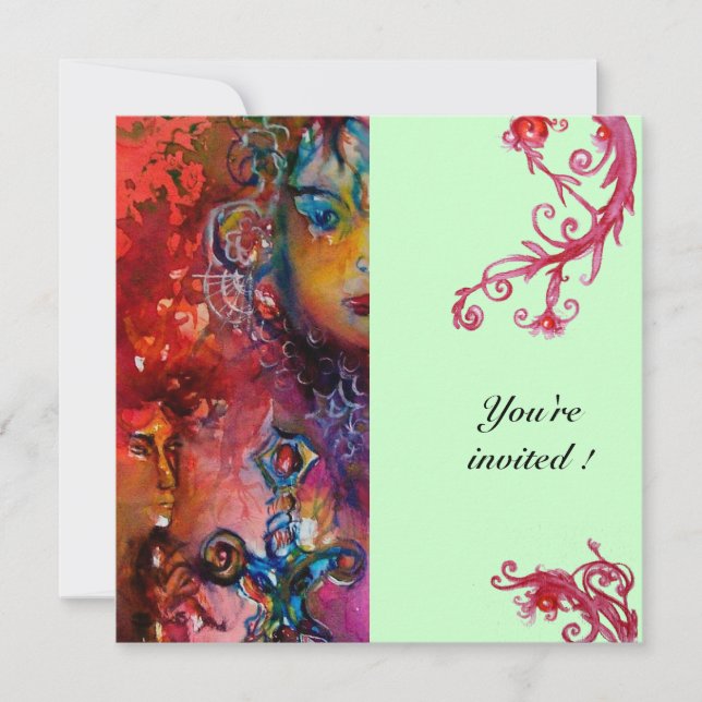 Invitación EXCALIBUR, rojo brillante, azul (Anverso)