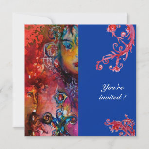 Invitación EXCALIBUR , rojo brillante , azul