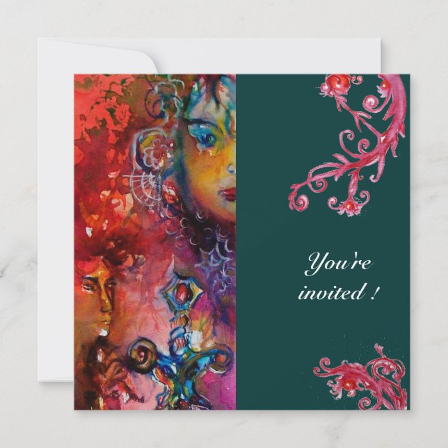 Invitación EXCALIBUR , rojo brillante , azul (Anverso)