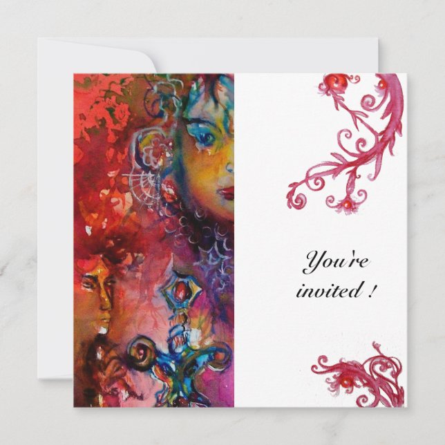 Invitación EXCALIBUR, rojo brillante, blanco (Anverso)