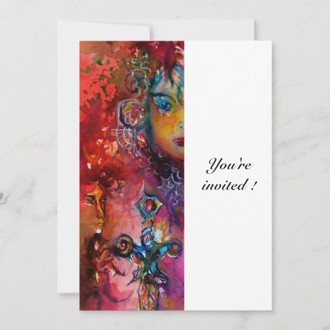 Invitación EXCALIBUR, rojo brillante, blanco (Anverso)