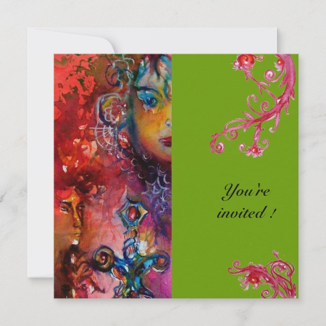 Invitación EXCALIBUR, rojo brillante, gris (Anverso)