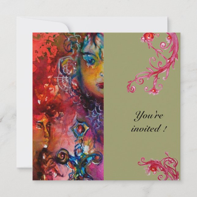 Invitación EXCALIBUR, rojo brillante, gris (Anverso)