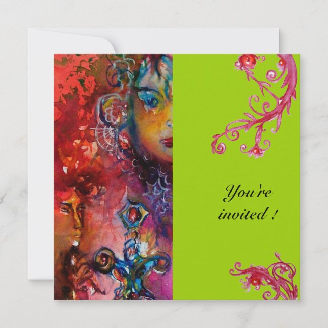 Invitación EXCALIBUR , rojo brillante, gris (Anverso)