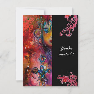 Invitación EXCALIBUR , rojo brillante, negro