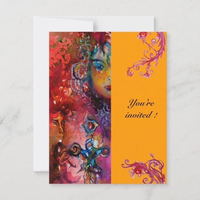 Invitación EXCALIBUR , rojo brillante , rosa (Anverso)