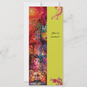 Invitación EXCALIBUR , rojo brillante , rosa azul verde