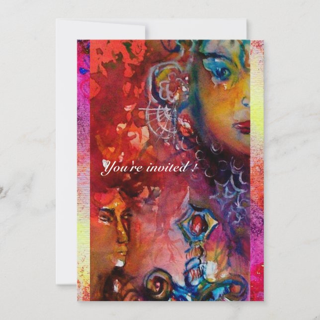 Invitación EXCALIBUR, rojo brillante, rosa púrpura (Anverso)