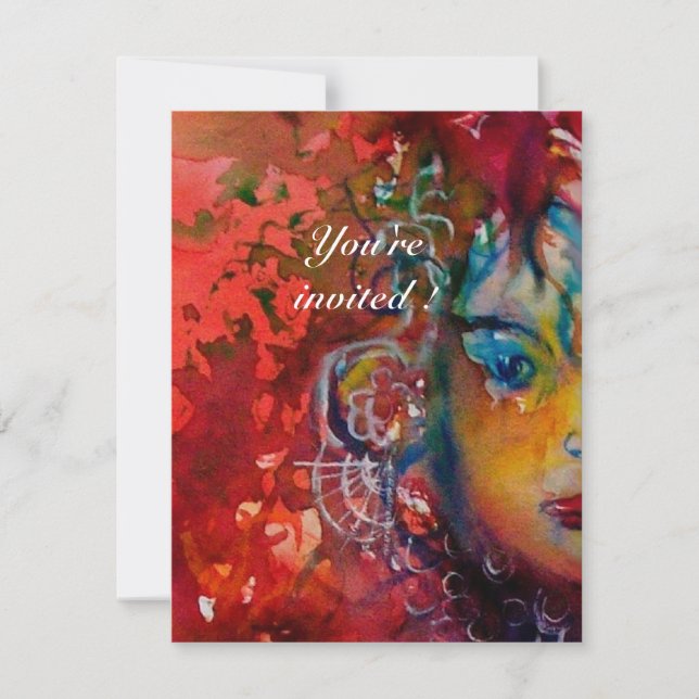 Invitación EXCALIBUR, rojo brillante, rosa púrpura (Anverso)