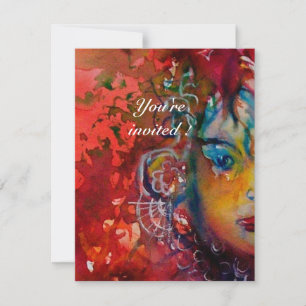 Invitación EXCALIBUR, rojo brillante, rosa púrpura