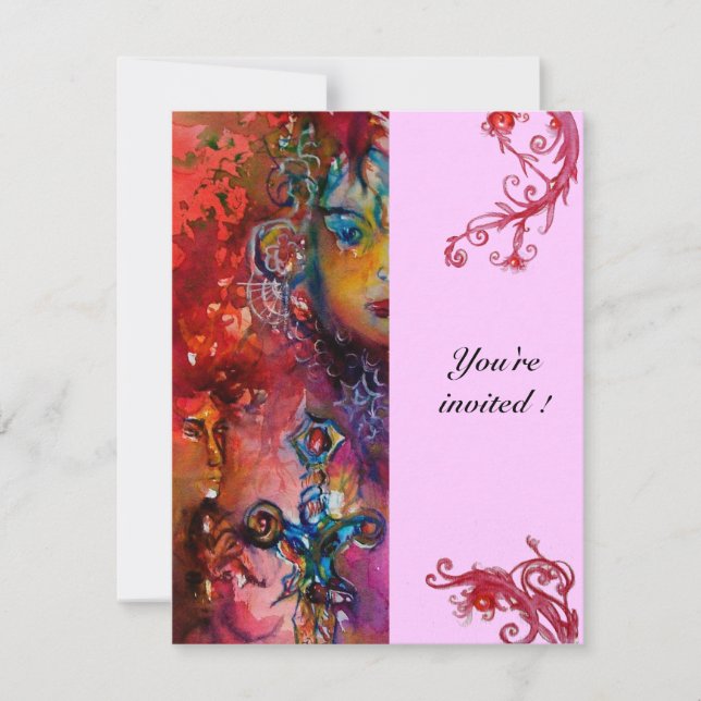 Invitación EXCALIBUR, rojo brillante rosa violeta (Anverso)