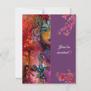 Invitación EXCALIBUR, rojo brillante, violeta rosado