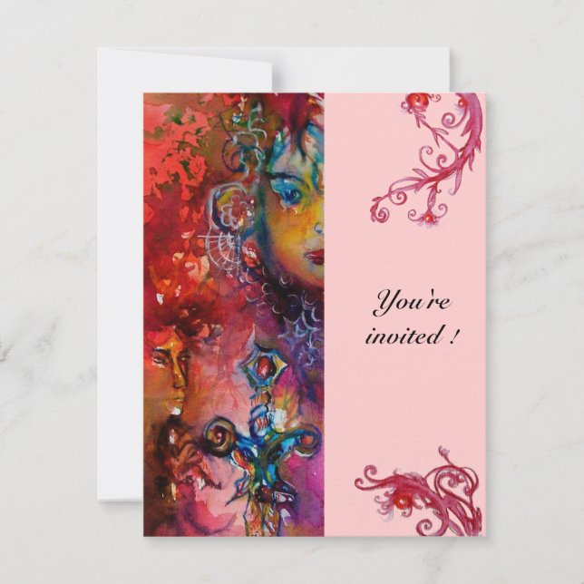 Invitación EXCALIBUR, rosa rojo brillante (Anverso)