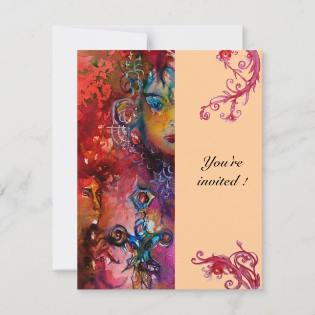 Invitación EXCALIBUR, rosa rojo brillante (Anverso)