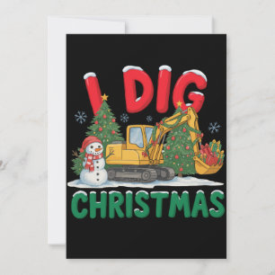 Invitación Excavadora de construcción de Navidad Cavo un muñe