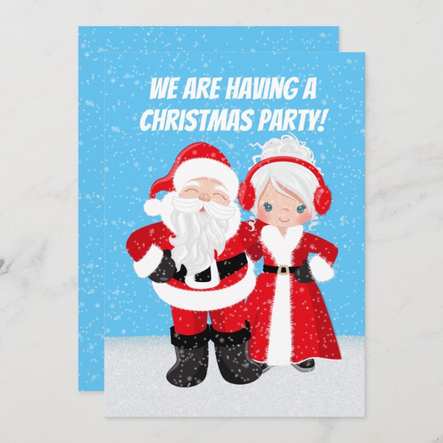 Invitación Excelente Sr. y Sra. Santa Claus Fiesta (Anverso / Reverso)