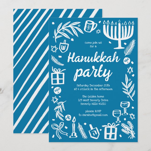 Invitación Excéntrico Personalizado del feriado de Hanukkah (Anverso / Reverso)