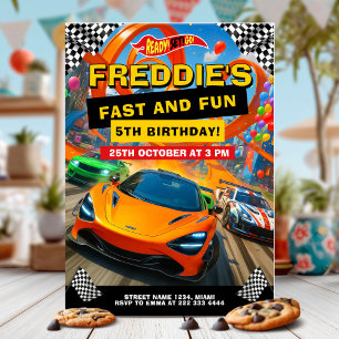 Invitación Excitante fiesta de cumpleaños de Race Car