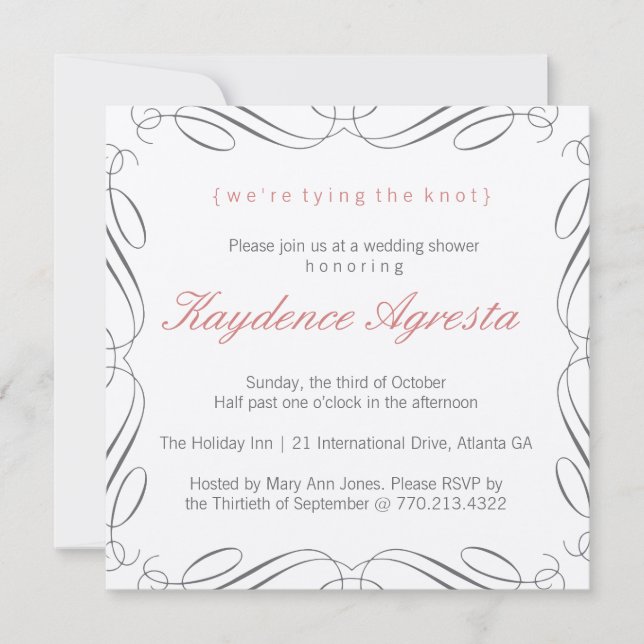 Invitación exclusiva a la ducha de matrimonio de c (Anverso)