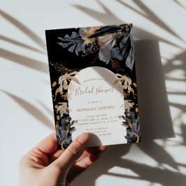 Invitación exclusiva de ducha con flores negras de