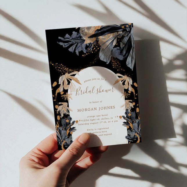 Invitación exclusiva de ducha con flores negras de (Subido por el creador)