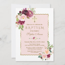 Invitación Exclusivo azafrán rosa de Borgoña Flores de Oro Ba