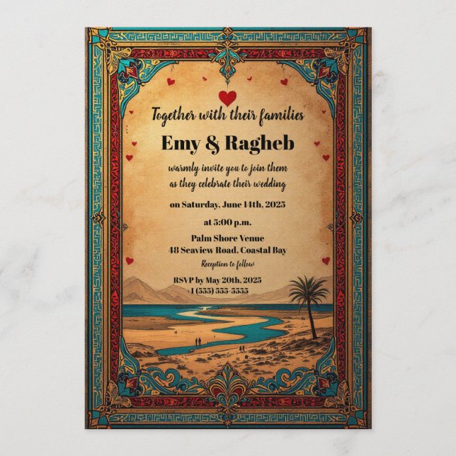 Invitación Exotic Desert Oasis Wedding Invitation  (Anverso)