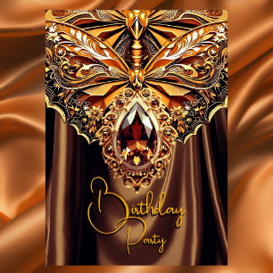 Invitación Exótico Chocolate Caramelo Dorado Cumpleaños Joya