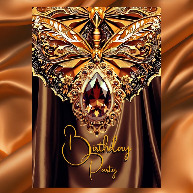 Invitación Exótico Chocolate Caramelo Dorado Cumpleaños Joya (Subido por el creador)