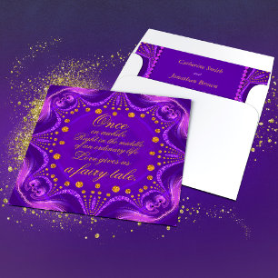 Invitación Exótico evento tribal mandala romántico de oro púr