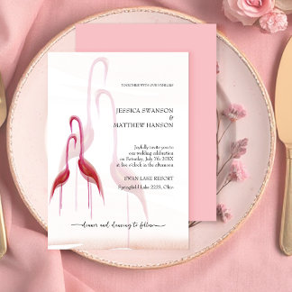Invitación Exótico Flamingo Rosa Dorado